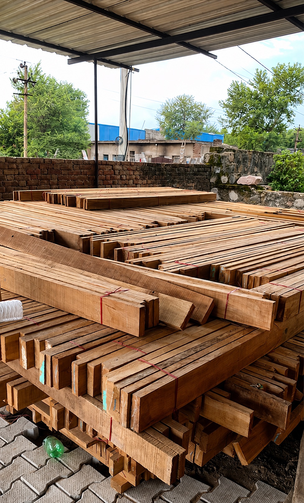 Raw hardwood at Savitri Timbers' facility
